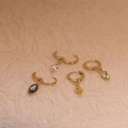 Olive Green Zircon Earrings