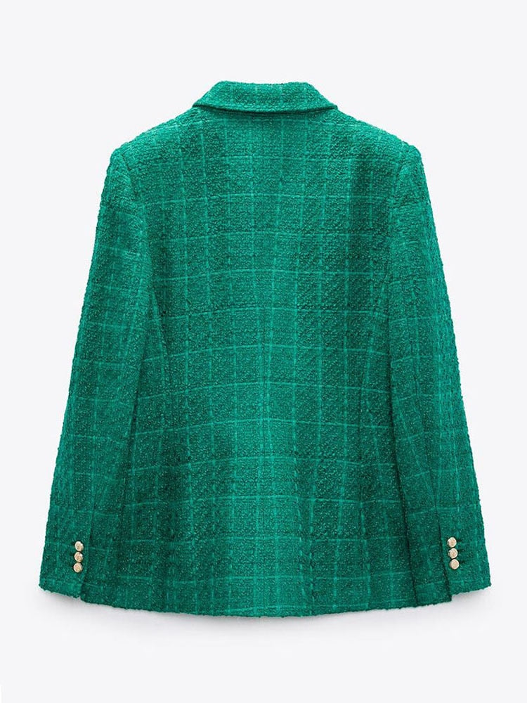 DressBetty - Double Breasted Textures Green Blazer