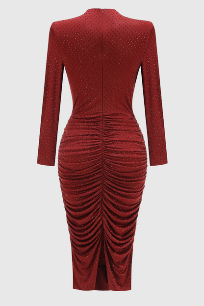 Pallavi Crystal Embellished Ruched Midi Dress