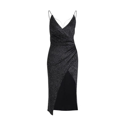 DressBetty - Party Dresses Women Bright Silk High Slit Sexy Dress