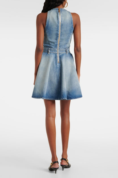 Penaza Denim Sleeveless Flared Mini Dress