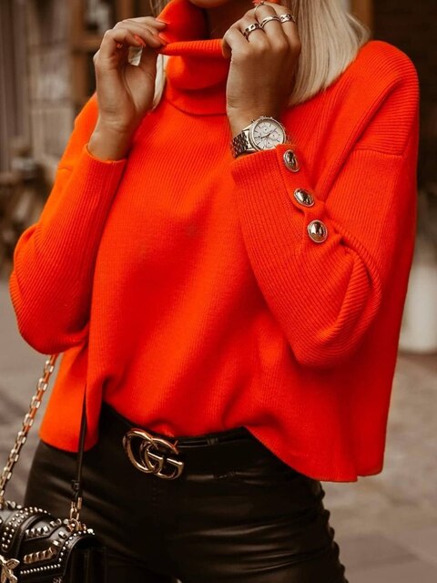 DressBetty - Turtleneck Long Sleeve Knitted Sweater