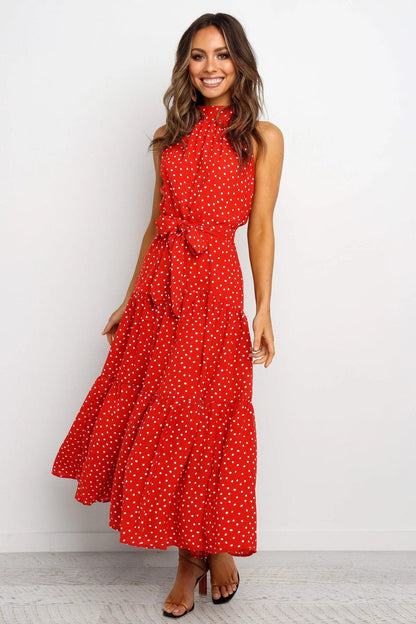 DressBetty - Polka Dot Print Women Bohemian Maxi Dress