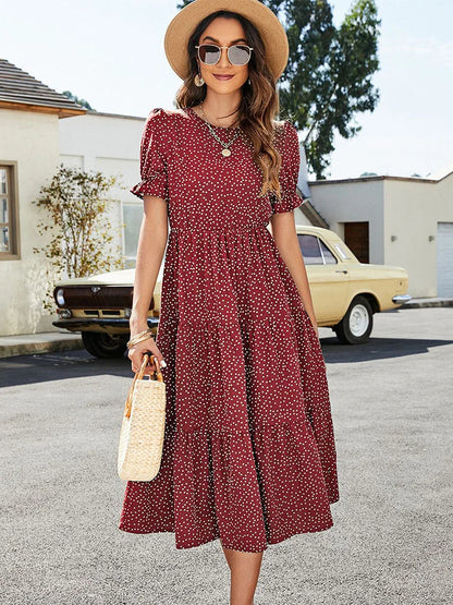 DressBetty - 2024 Summer Casual O-Neck Short Sleeve Beach Boho Dress