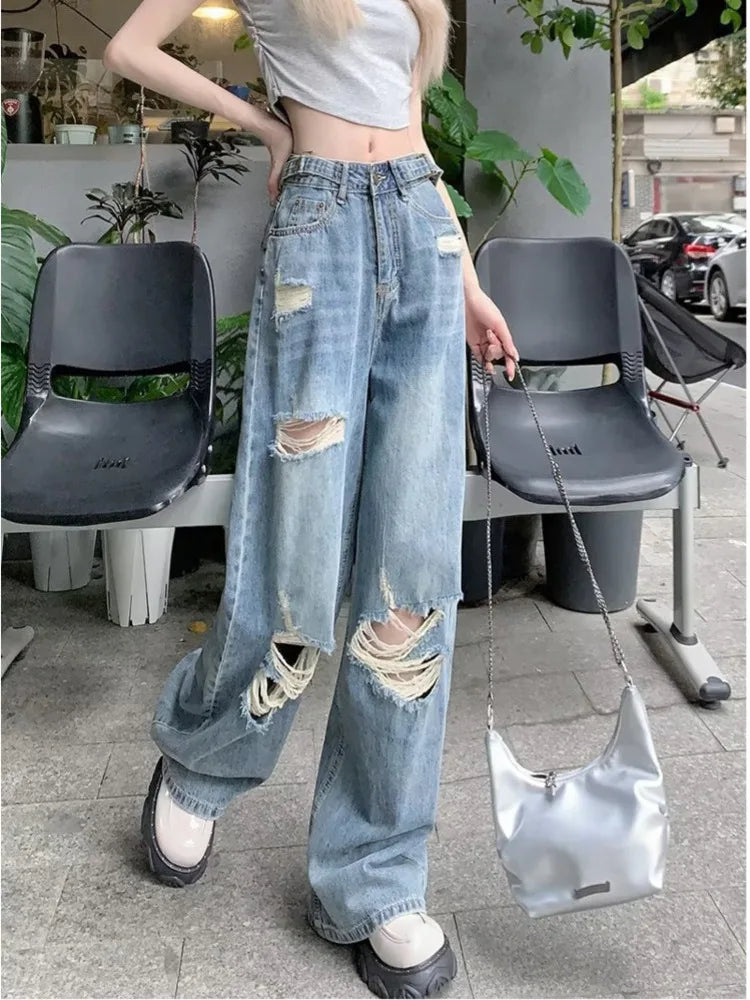 DressBetty - 2024 Summer Holes High Waist Retro Jeans