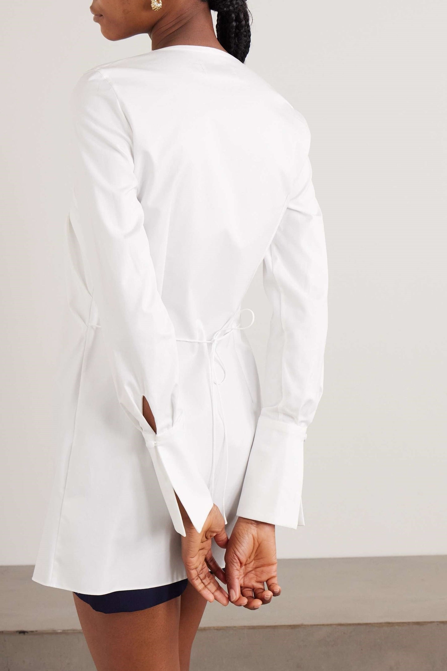 Rolia Crew Neck Ruched Mini Shirtdress