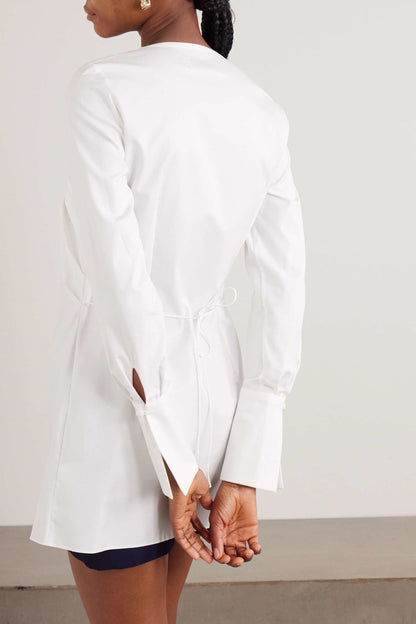 Rolia Crew Neck Ruched Mini Shirtdress
