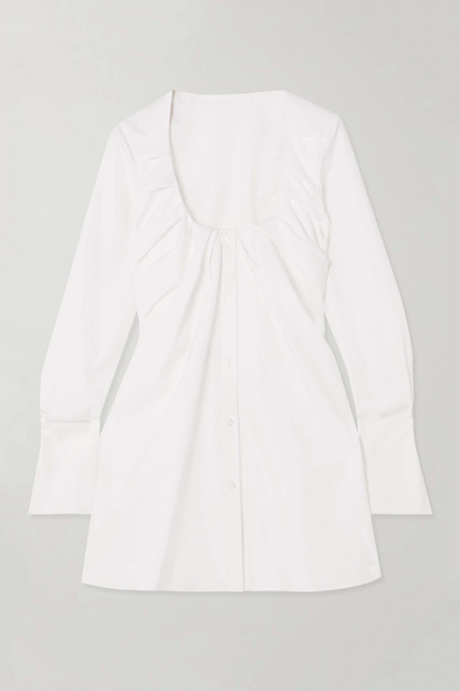 Rolia Crew Neck Ruched Mini Shirtdress