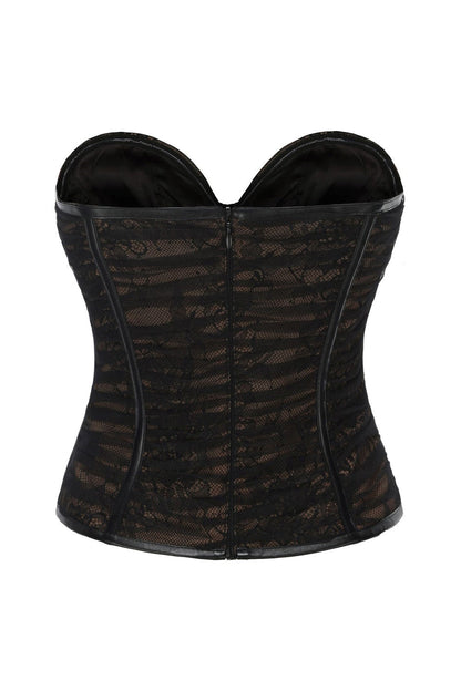 Rolyn Ruched Mesh Corset - Black