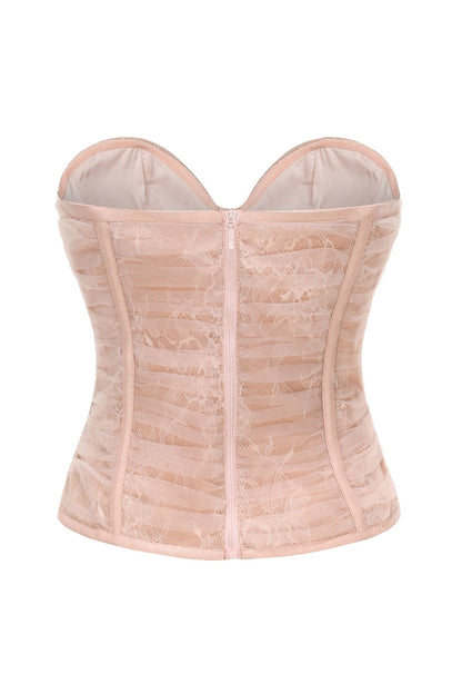 Rolyn Ruched Mesh Corset - Pink