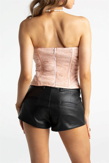 Rolyn Ruched Mesh Corset - Pink