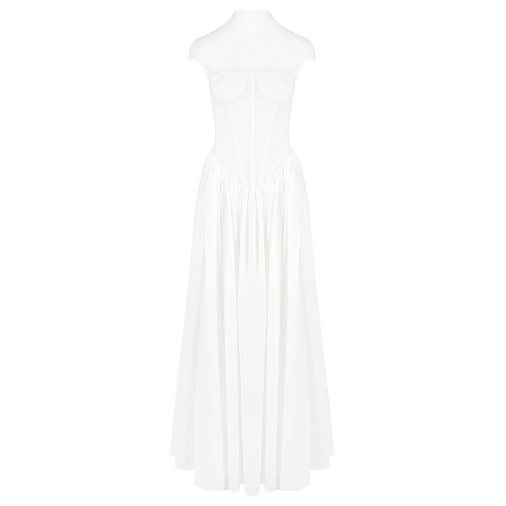 Rosara Corset Mesh Maxi Dress