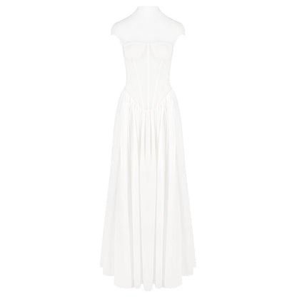Rosara Corset Mesh Maxi Dress