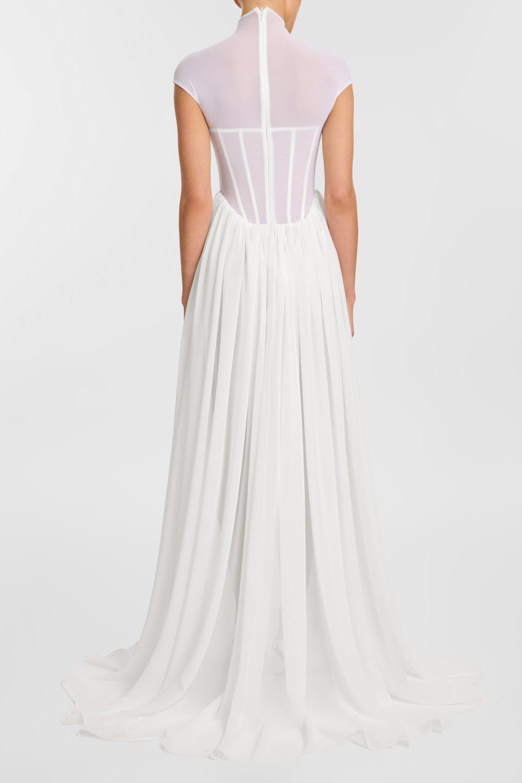 Rosara Corset Mesh Maxi Dress