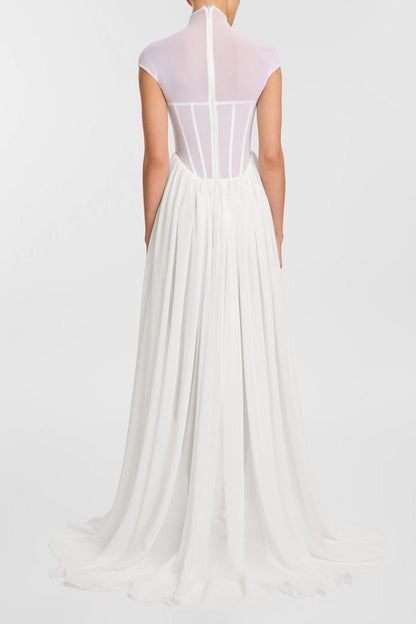 Rosara Corset Mesh Maxi Dress