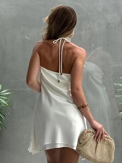 Hollow Lace-Up Off-Shoulder Mini Dress
