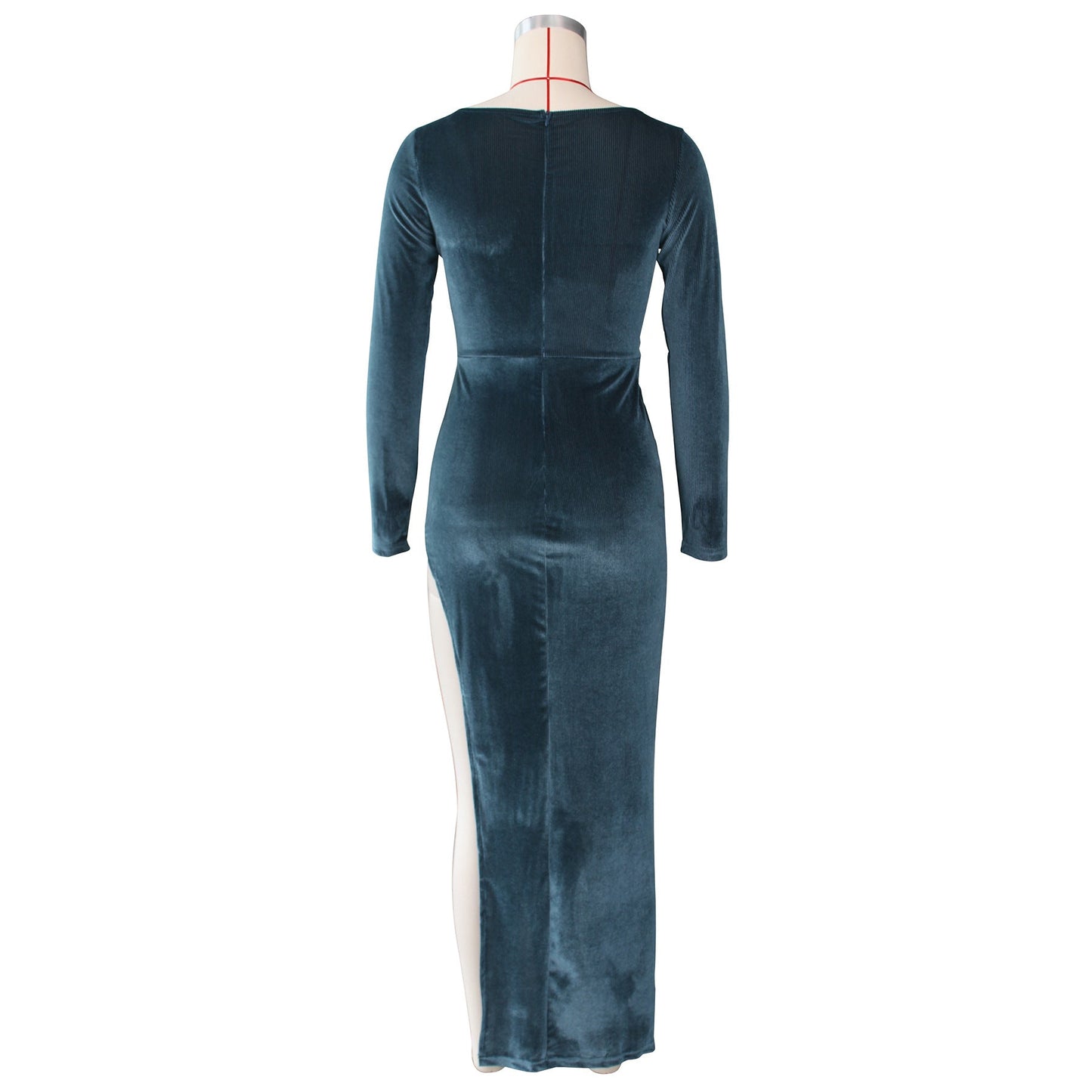 DressBetty - Elegant Velvet High Waist Slit Maxi Dress Sexy Long Sleeve Evening Party Dress