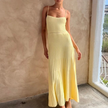 Pleated High Waist Midi Dress