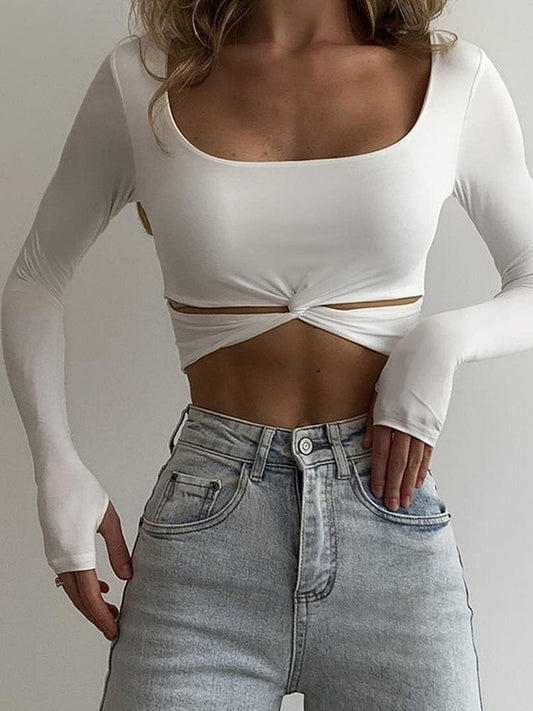 DressBetty - Square Collar Kink Cut Out Tee