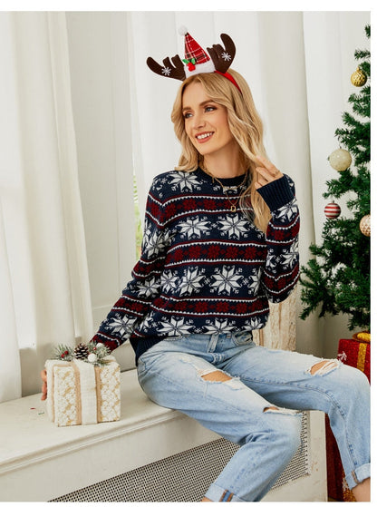 DressBetty - Long Sleeve Small Snowflake Slim Red Christmas Print Sweater Knit JumperPullover Sweater