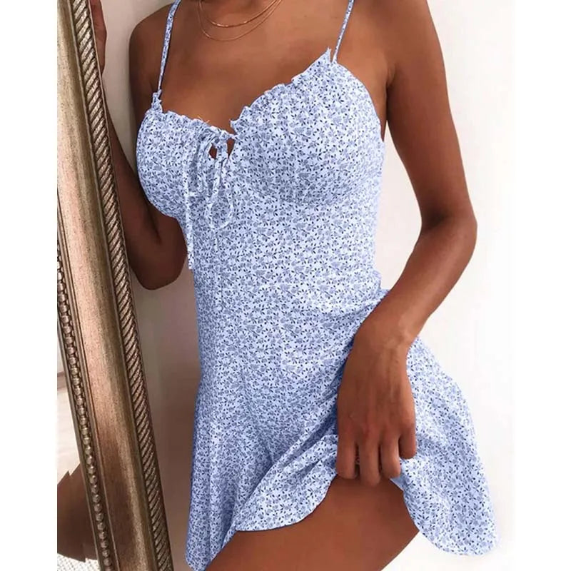 Floral Strapless Backless Camisole Mini Dress