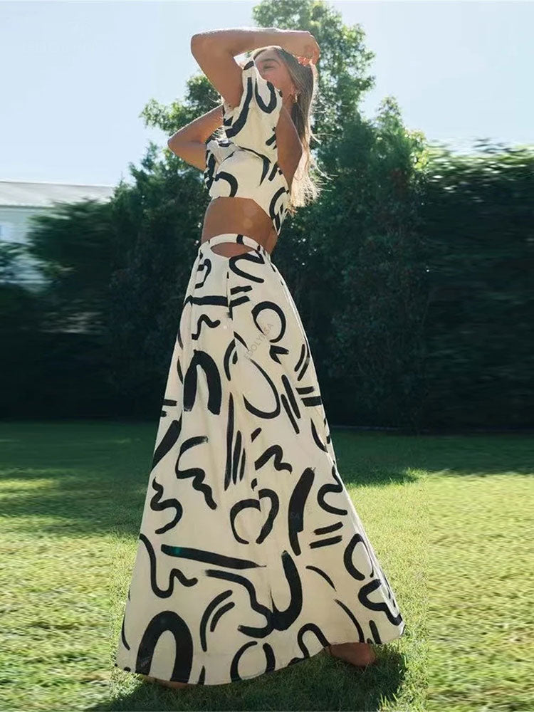 DressBetty - Boho New Graffiti Print Two Piece Sets