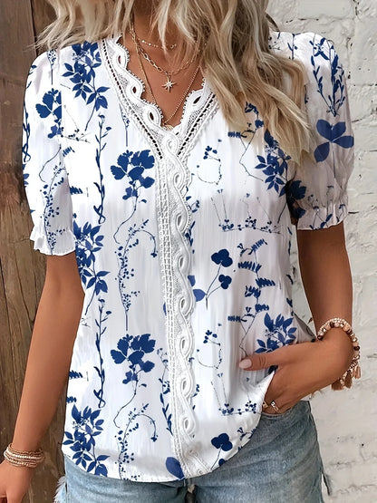 Ruffle Elegant Print T-shirt