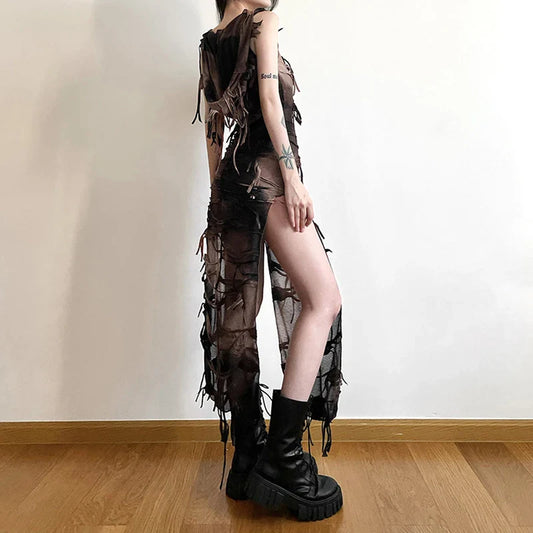 Tie Dye Hooded Sleeveless Midi Dress