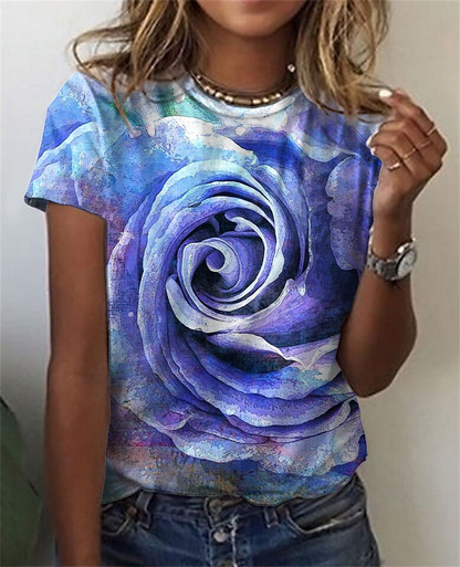 DressBetty - Fashion Women Blouse Sexy Tops for Woman 3D Rose Printing Short