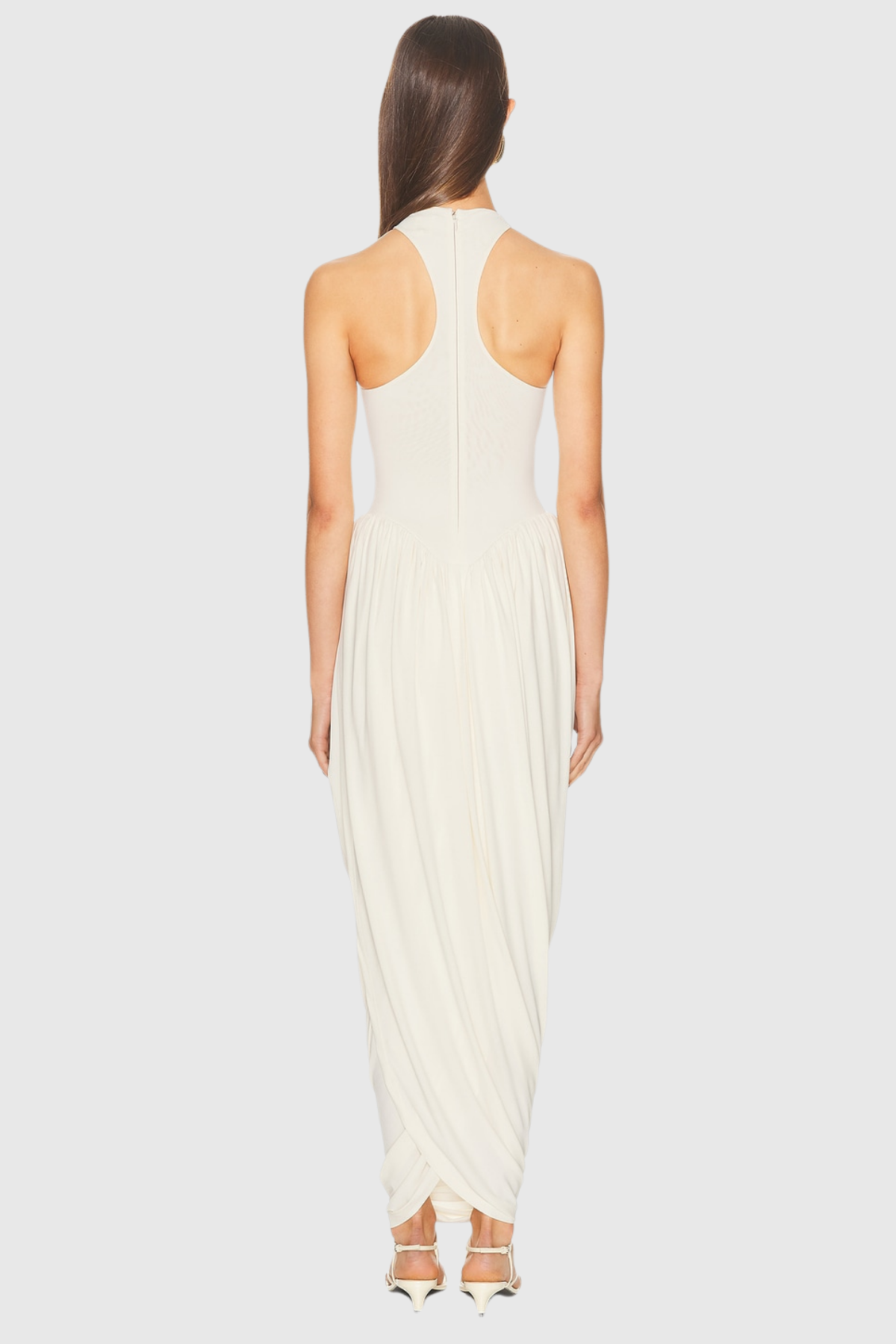 Doyle Sleeveless Ruched Maxi Dress - White