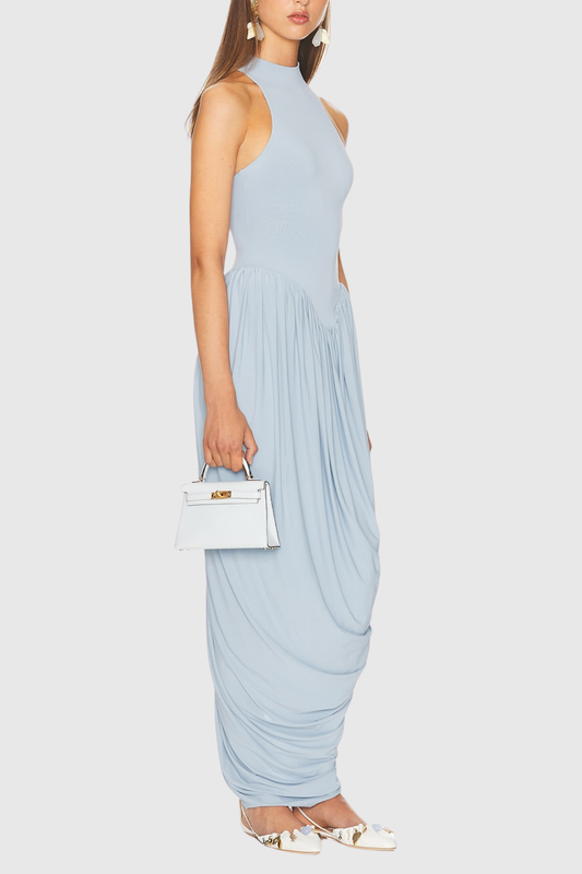 Doyle Sleeveless Ruched Maxi Dress - Blue