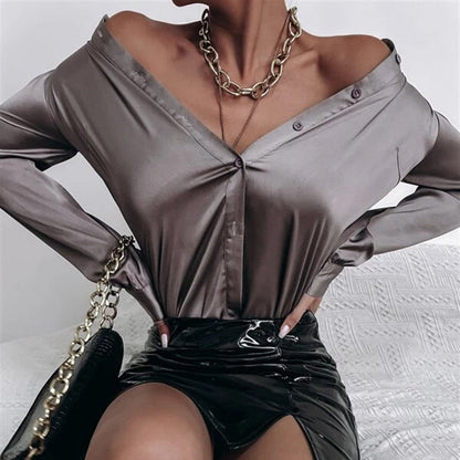 DressBetty - Elegant Office Satin Blouse