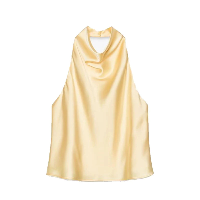 Sarina | Satin Backless Women's Halter Top