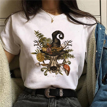 DressBetty - Funny Mushroom Print T-shirt Women's Fashion Versatile Top T-shirt