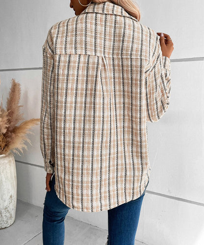DressBetty - Dual Pocket Plaid Shirt Jacket