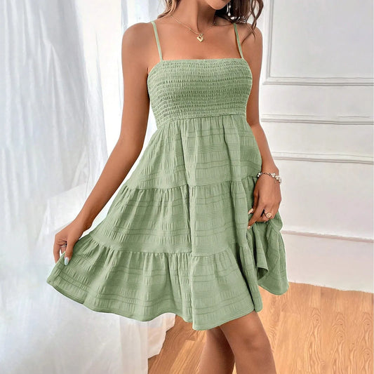 Backless Ruffle Spaghetti Strap Mini Dress