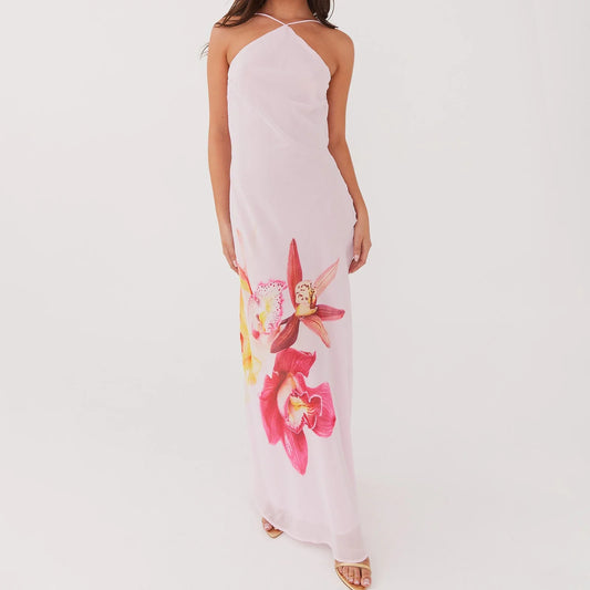 Halter Layered Party Floral Dress