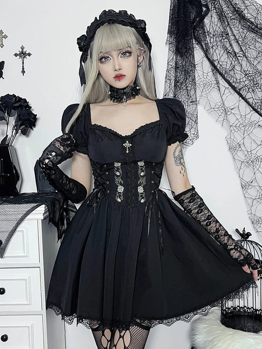 Vintage Gothic Princess Corset Lace Dress