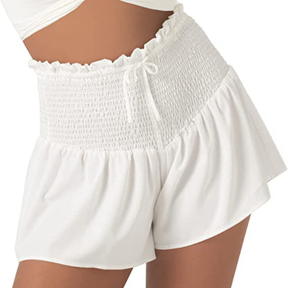 DressBetty - Women High Waist Loose Shorts Sports Drawstrings Floral Print Beach Shorts