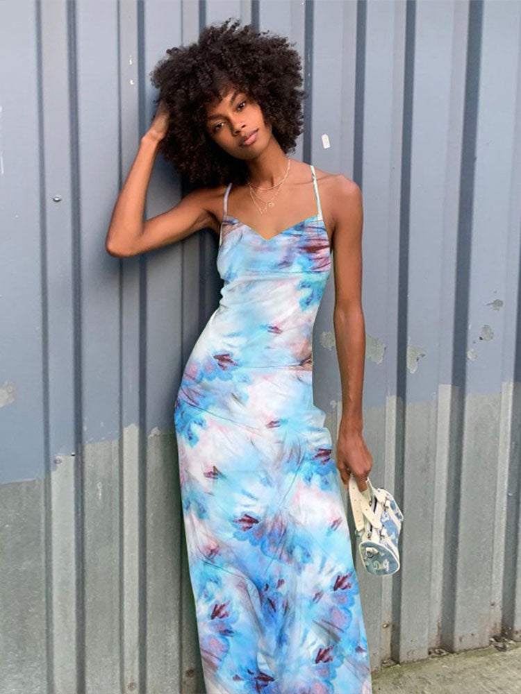 DressBetty - Green Boho Printed Maxi Dress