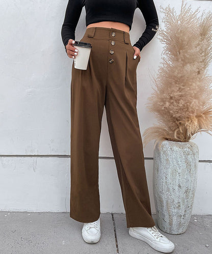 DressBetty - Solid Button Front Casual Women Pants