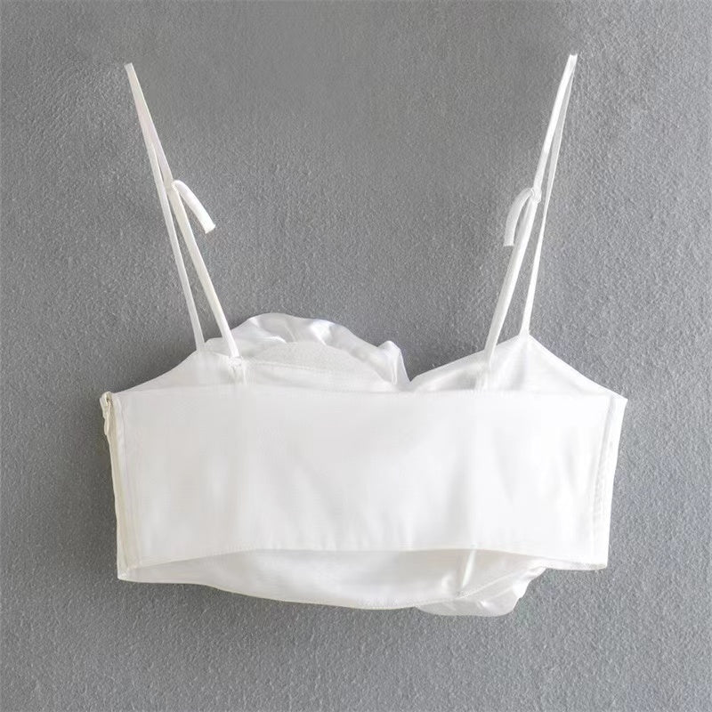 DressBetty - Spaghetti Strap Chic Camis Tank Lady Side Zipper Short Sling Crop Tops