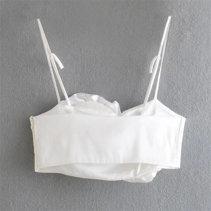 DressBetty - Spaghetti Strap Chic Camis Tank Lady Side Zipper Short Sling Crop Tops