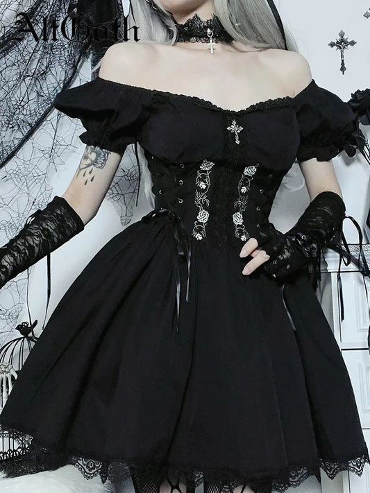 Vintage Gothic Princess Corset Lace Dress