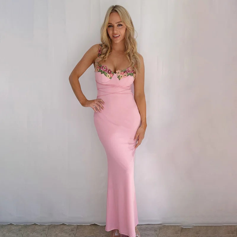 Lace-up Bandage Backless Floral Dress