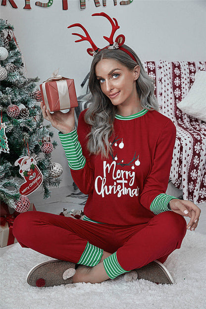 DressBetty - Merry Christmas Pajamas Set Casual Matching Set Full Sleeve Tops+Pants 2 Pieces