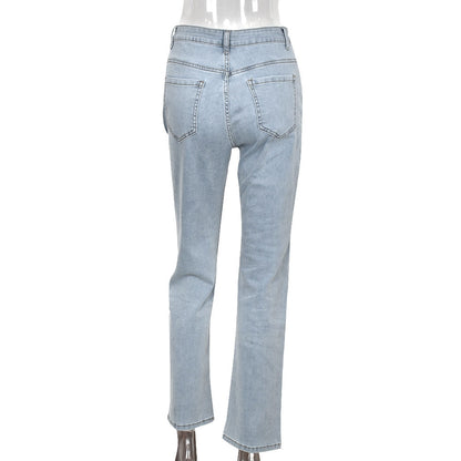 DressBetty - Women Low Waist Vintage Straight Denim Trousers Cyber Y2k Goth Pants Fashion Mom Jeans