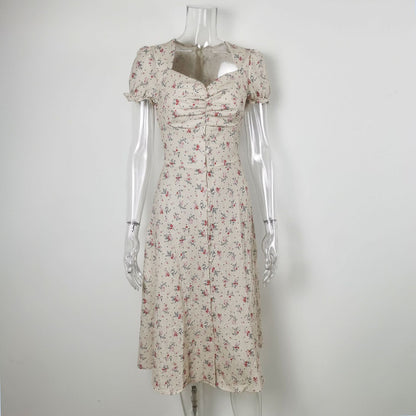 DressBetty - Summer Vintage Women Side Split Long Dress Female Boho Beach Retro Print Sundress Vestido