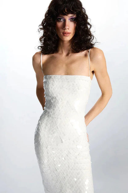 Spicy Girl Beaded Irregular Midi Dress