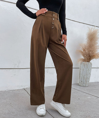 DressBetty - Solid Button Front Casual Women Pants